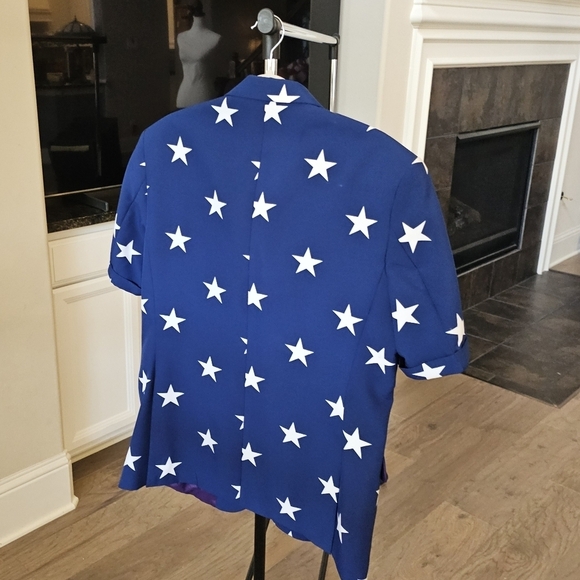 OpposuitsBlazer Adult  Blue White Stars Print Sport Coat Jacket us 42 - Picture 8 of 16